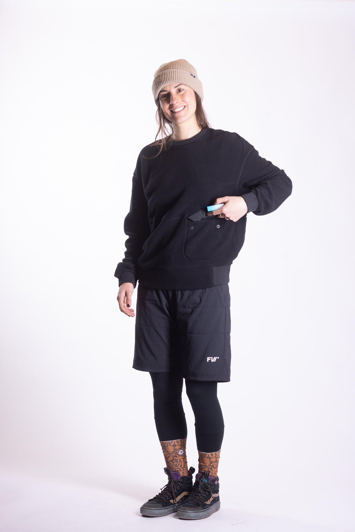 Women's Sherpa Fleece Crew - Jet Black