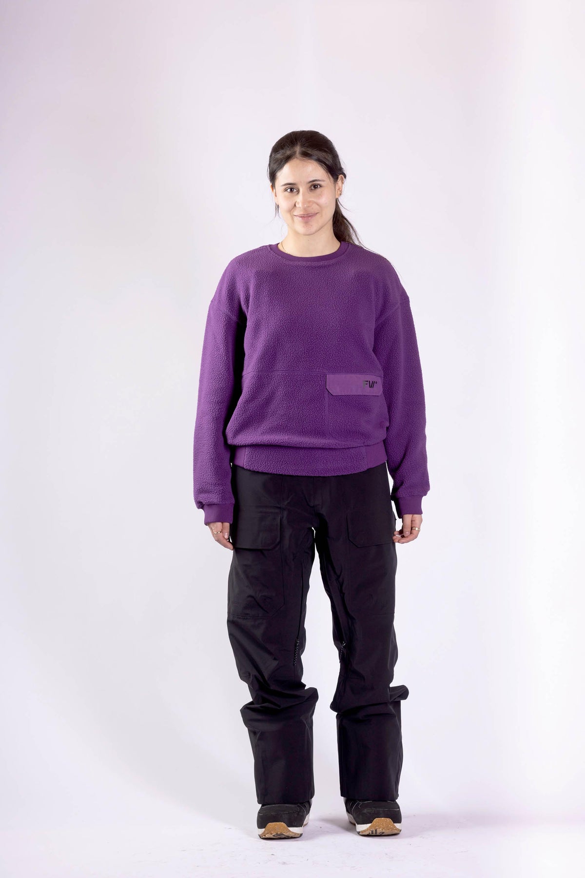 Women's Sherpa Fleece Crew - Deep Purple