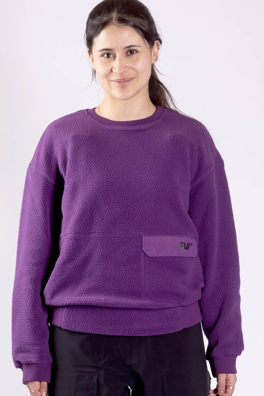 Women's Sherpa Fleece Crew – Deep Purple